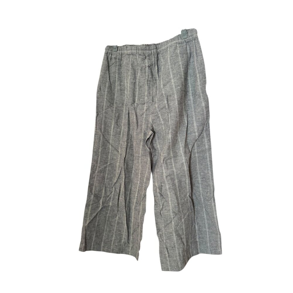 Eileen Fisher Hemp Organic Cotton Striped Tapered Straight Leg Pant Size Medium